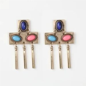 Anthro Statement Earrings Copper 3 Stones Southwestern